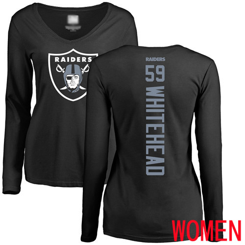 Oakland Raiders Black Women Tahir Whitehead Backer NFL Football #59 Long Sleeve T Shirt